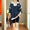 Tops for Female Plus Size Autumn V-neck Zipper Spell Color Sweater Female Loose Medium-length Paragraph Casual Hundred Take Tops