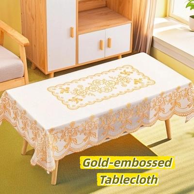 Rectangular Gold-embossed Tablecloth 135*180CM Smooth Table Cover Cloth Party Supply Anti-splash Water Desk Protection Cover