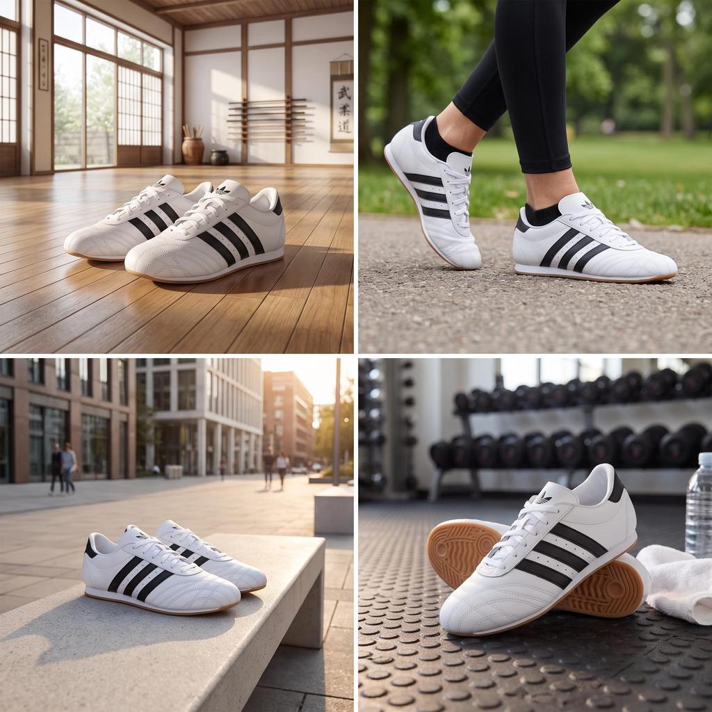 adidas Originals Taekwondo Comfortable Low Top Training Shoes Women's White Black JS1194