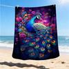 1pc Peacock Feather Artwork Throw Blanket Polyester Fiber, Lightweight Flannel, Soft & Warm, All Season Use for Outdoor, Camping Digital Print