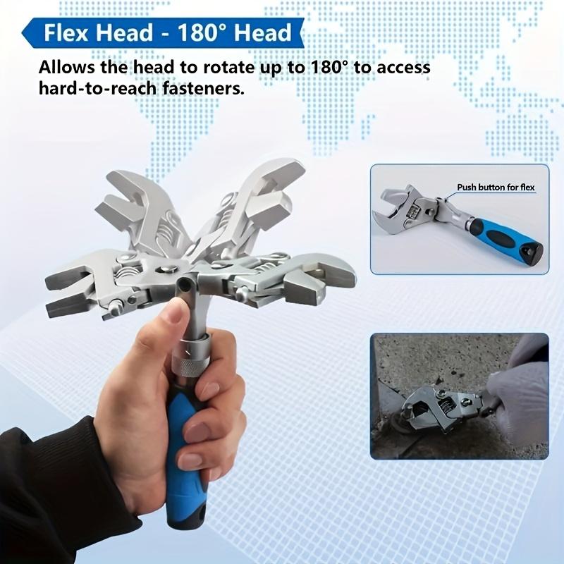 5 In 1 Adjustable Ratchet Wrench Set - with 180-degree Folding, Swivel Head and Adjustable Torque - Versatile Tool, Easy To Grip and Versatile