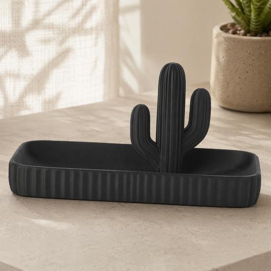 Artistic Jewelry Display 3D Printed Cactus Tray, Ring Dish, Entryway Table Trays, Decorative Trinket Holder Organizer Tray for Rings Necklaces