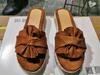 2025 Summer Women's Bow Beach Wedge Sandals - European/American Style, Thick Sole, Hemp Rope, Large Size
