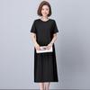 Women's Summer 2025 Pure Cotton Short Sleeve Dress - Loose Fit, Plus Size, Belly-Slimming, Casual for Middle-Aged Moms