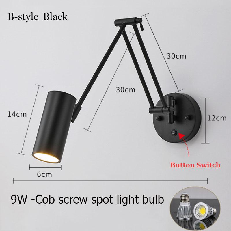 Lampa de Perete Modernă E27 pentru Dormitor, Lumină Mică de Noapte de Noptieră de Interior, Iluminat Nordic cu LED pentru Decorarea Casei, Corp de Iluminat COB cu Comutator cu Buton