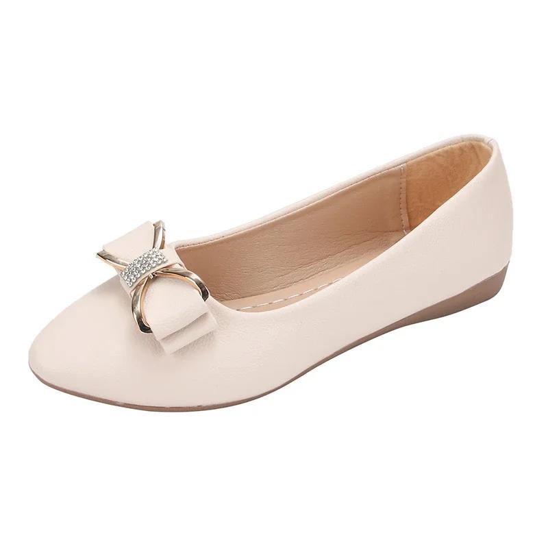 Fashion 2025 Autumn New Versatile Round Toe Shallow Mouth Shoes Small Fragrant Bow Knot Flat Heel Single Shoes for Women
