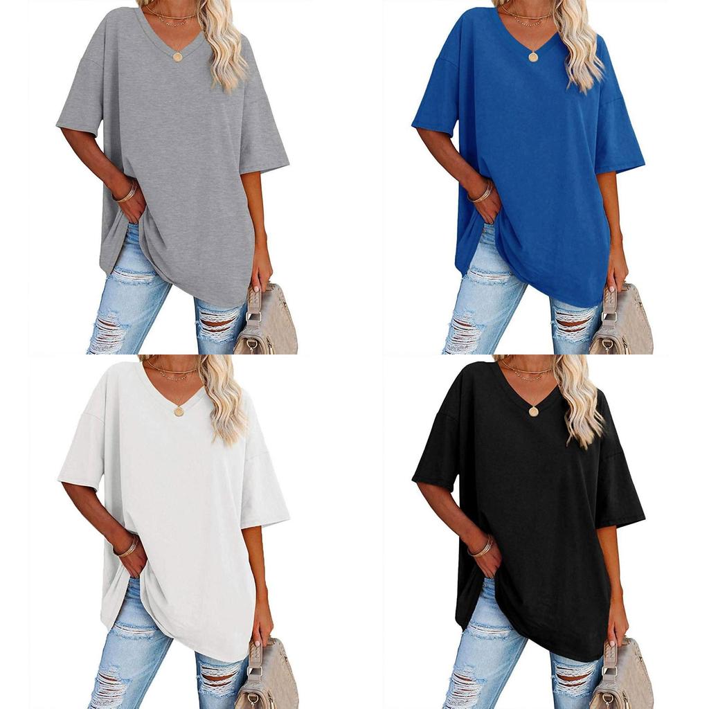 Cotton T Shirt For Women With V Neck Short Sleeve Casual Summer Top For Daily Wear