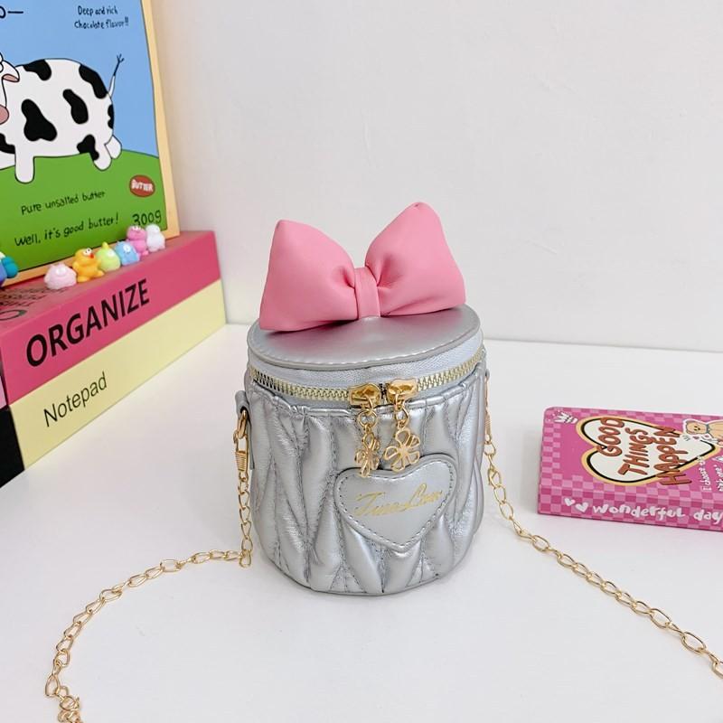 Solid Bow Color Children Cute Butterfly Knot Water Bucket Bag Daily Use Casual