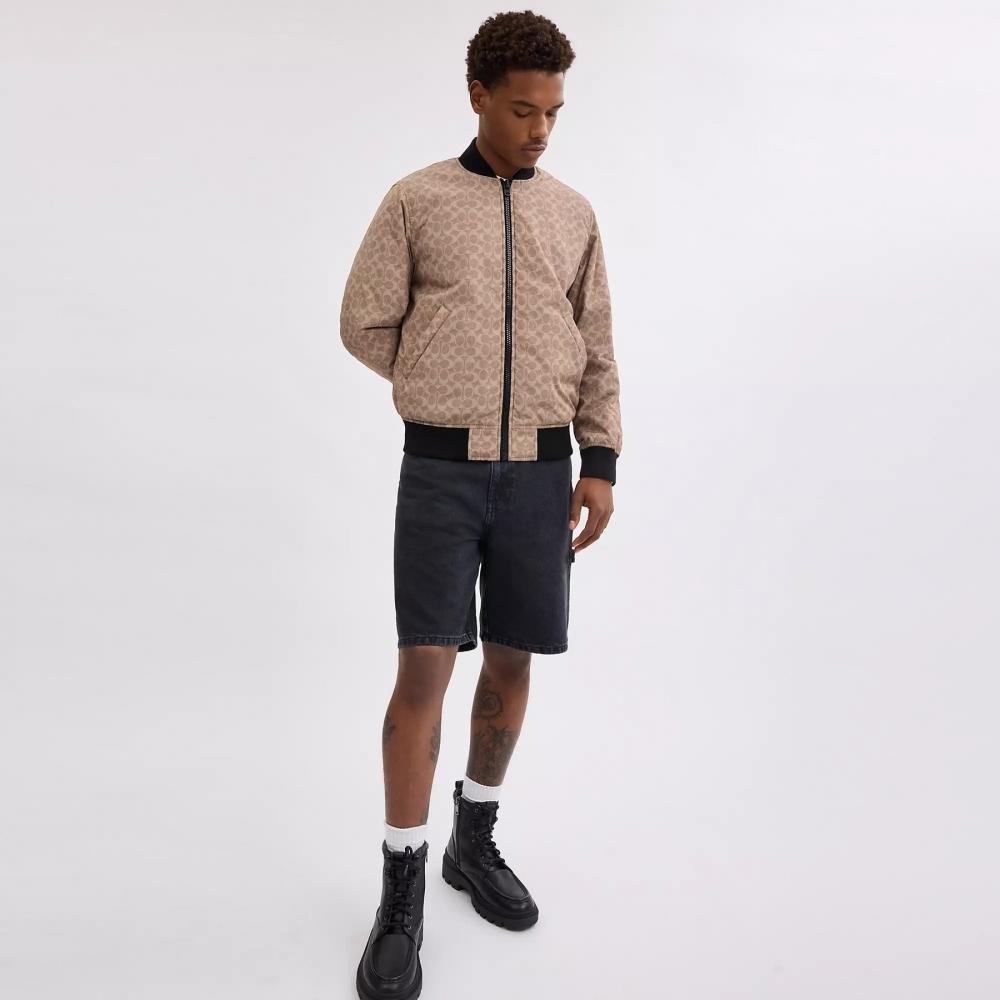 Coach Reversible Ma 1 Jacket In Recycled Polyester Black   Khaki Sig