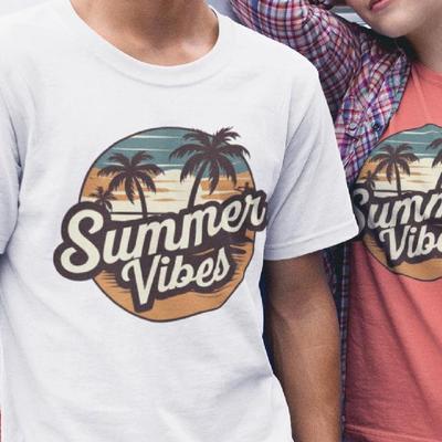 Summer Vibes Tee | Retro Beach Palm | Sunset T-and Kids Tshirt | Holiday Graphic and Kids Tshirt | Vacation Unisex