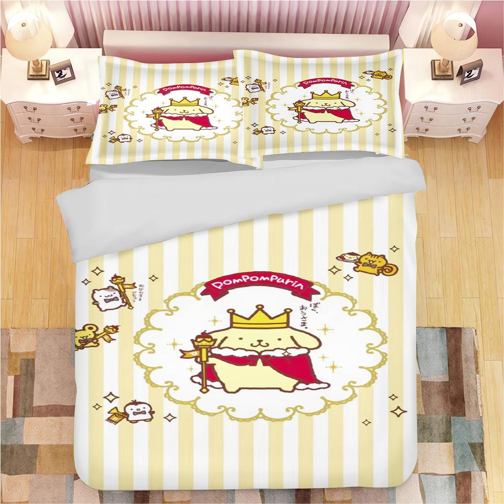 Poszewka na kołdrę z kreskówką Pompompurin Poliester Urocza Drukowana Miękka Pościel Szyta na Miarę Dom Obcy Pokój Dziecięcy Kołdra Prezent dla Dzieci