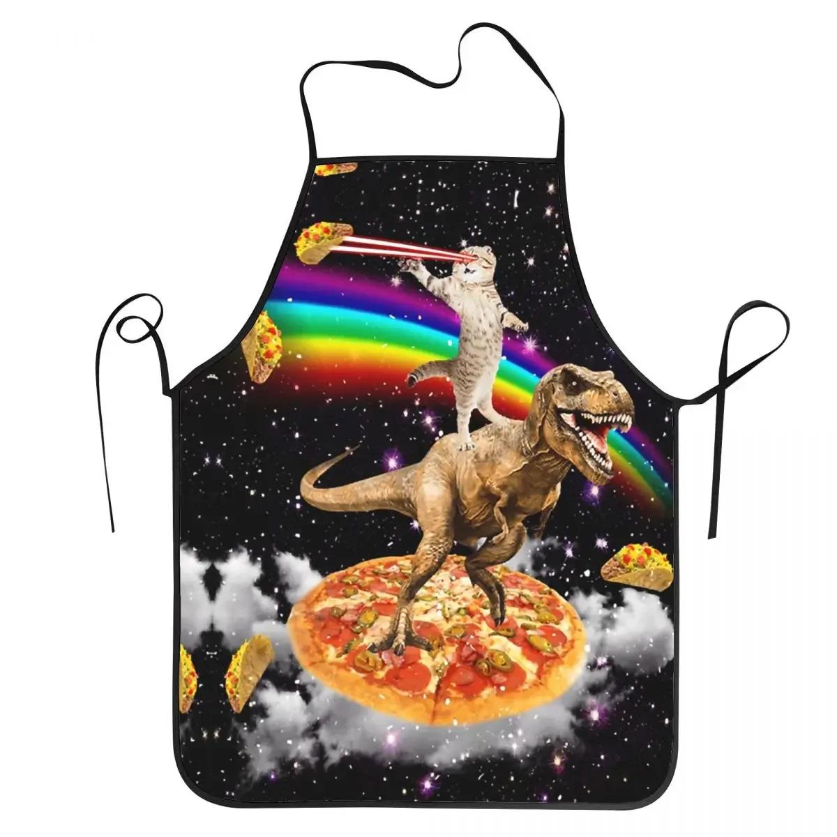 Unisex Space Pizza Cat Meme Bib Apron Adult Women Men Chef Tablier Cuisine for Cooking Kitchen Funny Animal Baking 38X47cm