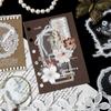 Journal GO 20pcs Island Dream Kawaii Lace Flower Frame PET Stickers DIY Diary Scrapbook Aesthetic Stationery Collage Junk Jornal