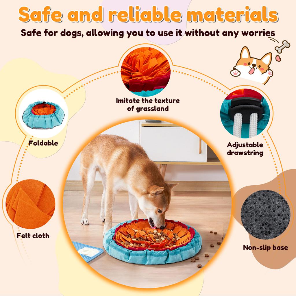 Dog Snuffle Mat Pet with Lick Mat Slow Feeder Interactive Toys to Keep Pets Busy and Reduce Anxiety
