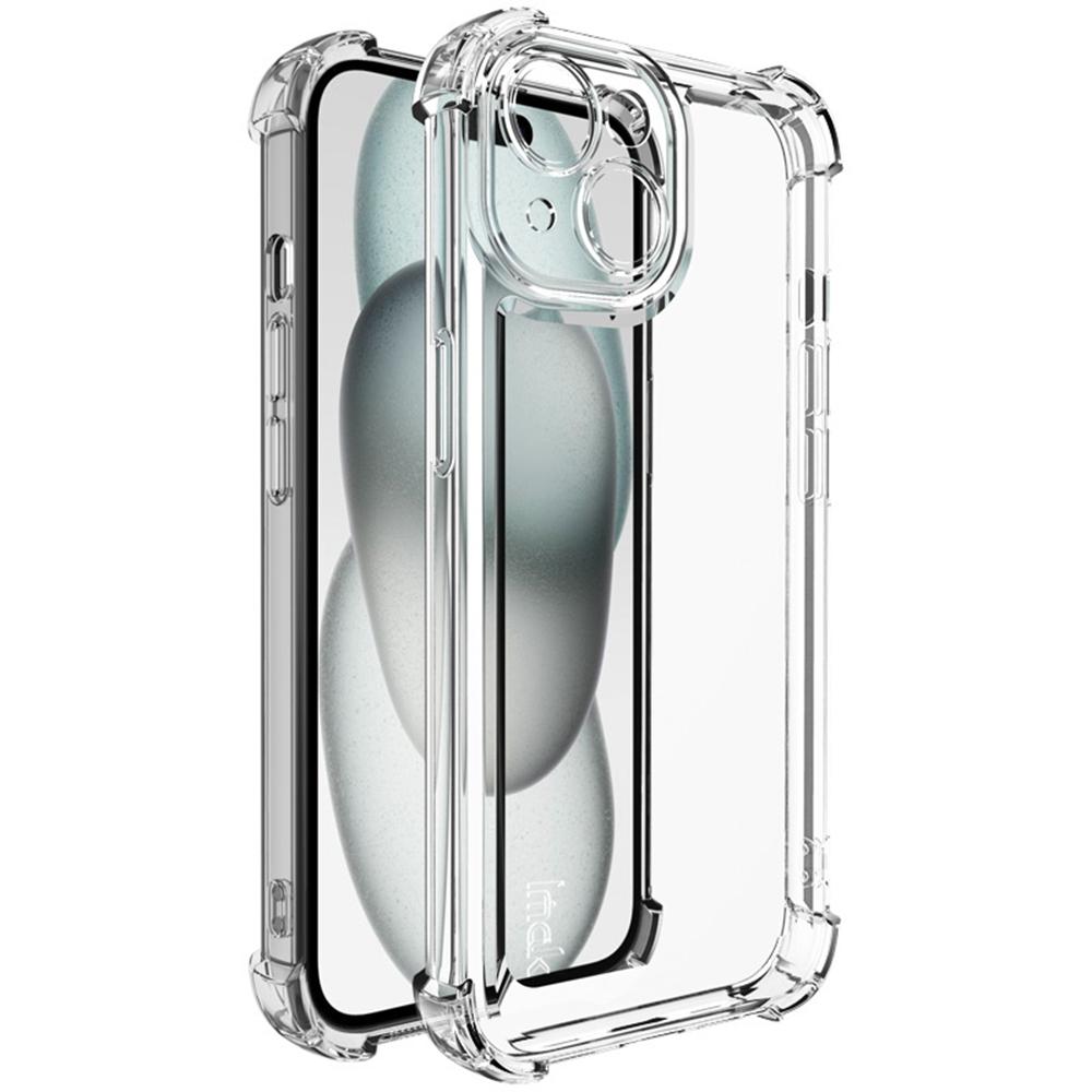 

For iPhone 15 Case Straight Frame Four Corner Shockproof Clear TPU Cover Style A
