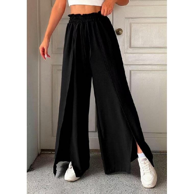 2026 Spring/Summer New Elegant Loose High-Waisted Pleated Wide-Leg Pants for Women S чёрный