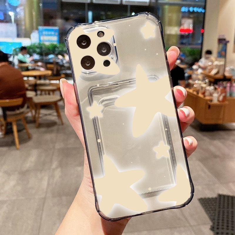 Love Heart Graphic Clear Phone Case For iPhone 11 12 13 14 15 16 Pro Max XS XR X 7 8 Plus Wallet Card Bag Lens Protection Cover