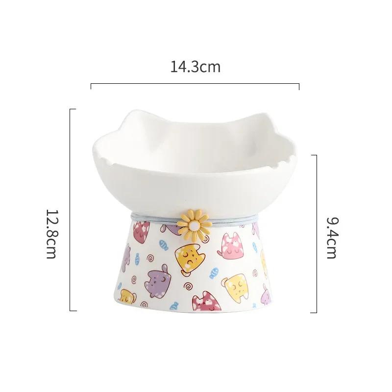 Cat Elevated Ceramic Bowl Pet Food Water Feeders Raised Puppy Dogs Drinking Eating Bowls