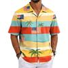 Men's Summer Hawaiian Print Cuban Collar Shirt Short Sleeve Lightweight Button Down Casual Beach Shirt for Outdoor Activities