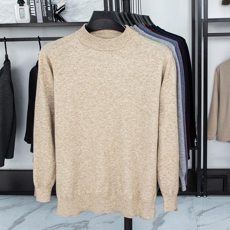Men’s Autumn/Winter Half-High Collar Knitwear - Warm Inner Layer for Middle-Aged and Elderly