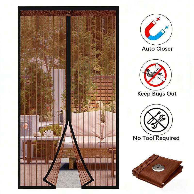 Magnetic Screen Door Curtain Mosquito and Insect-Proof Mesh Door Curtain Magnetic Sealing Device for Window and Door Screens