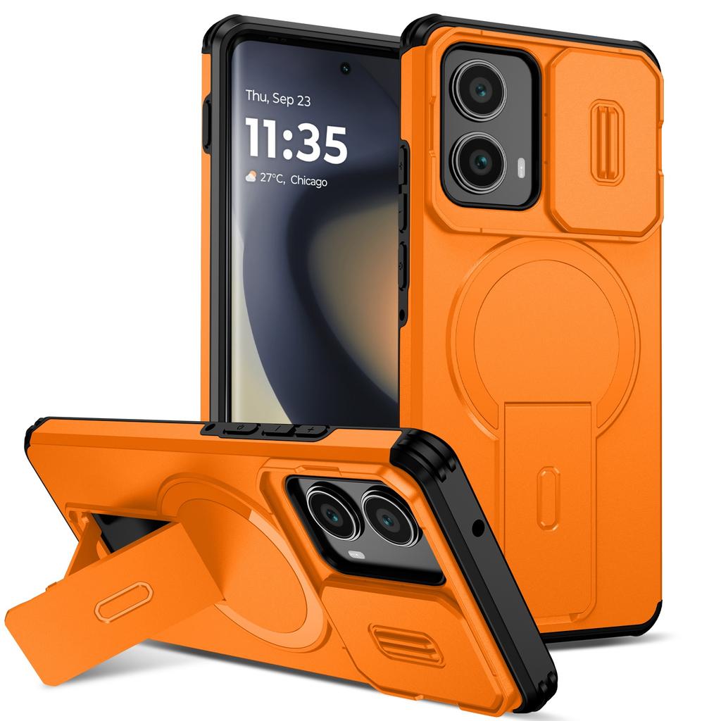 2 in 1 Schiebefenster Magnetische Handyhülle Für Motorola Moto Edge 2025 6,7 Zoll Weicher TPU-Rahmen Harte Kunststoff Schutzrückseite