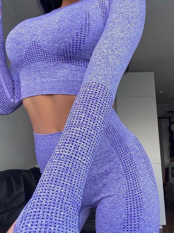 Women's Seamless Yoga Set: Polka Dot Top & High-Waisted, Hip-Lifting Leggings