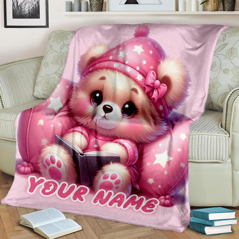 1PC Custom Name Pink Dreams: Cozy Flannel blankets Patterns Throw Blanket All-Season Soft Gift for Couch, Bed, Camping gifts