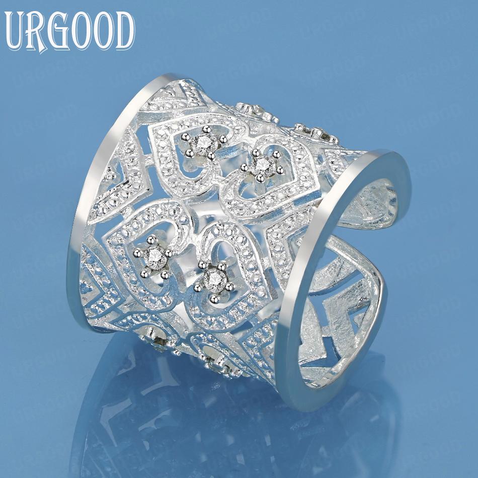 Bijoux de Mariage en Argent Sterling 925 Bague Tendance Cœur Zircon AAA