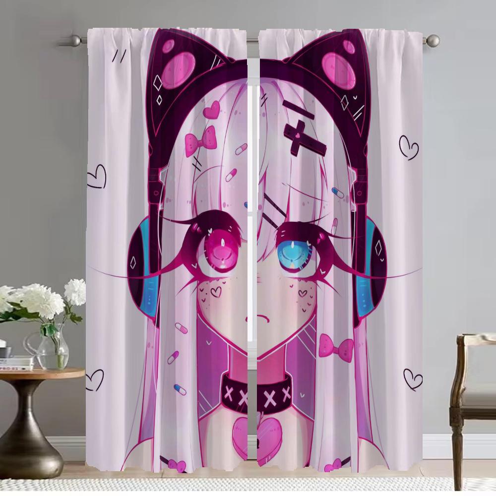 Geoxor Moneko Home Interior Curtains for Camera Shades Modern Living Room Curtains 2 Pieces Blackout Curtain Tulle for Bedroom