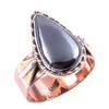 Natürlicher Gunmetal Edelstein Handgefertigt 925 Sterling Silber Zweifarbig Ring Größe 9 J3A18