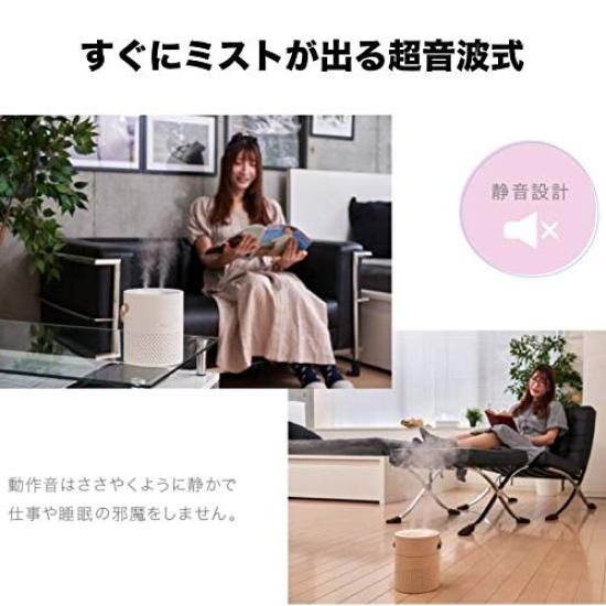 Green House Large Capacity Portable Humidifier Rechargeable Ultrasonic Type Smoky White GH-PHLA-WH