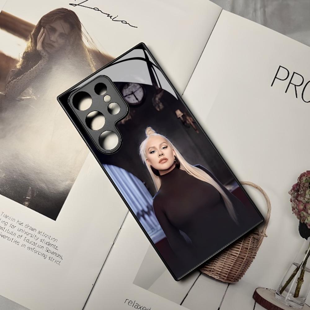 Christina Maria Aguilera Phone Case For Samsung Galaxy S26 S25 S24 S23 S22 S20 S21 Edge Ultra Plus Fe Colored Silver Cover