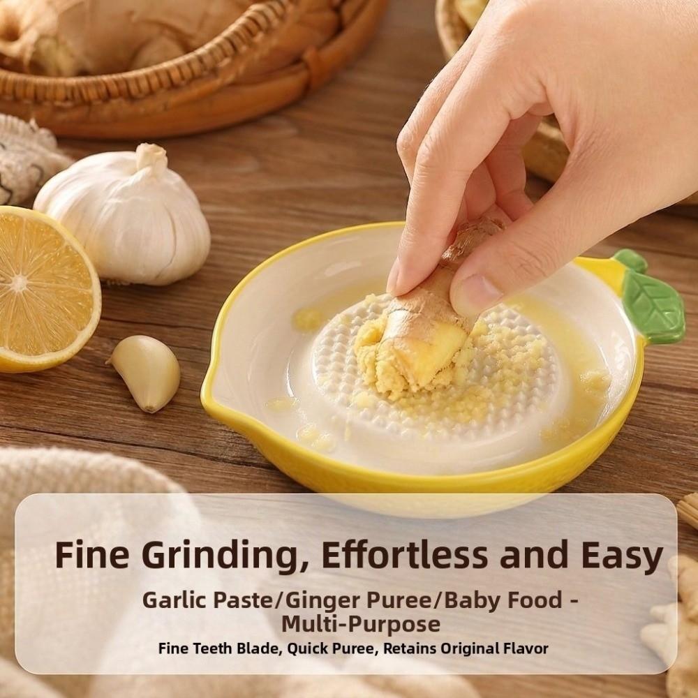 Raised Teeth Ceramic Grater Plate 2-in-1 Manual Garlic Masher Kitchen Puree Grater Restaurant