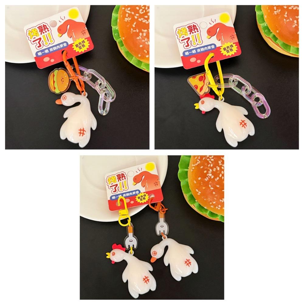Funny Detect UV Color Change Duck Pendant Creative Roast Chicken Keychain  Backpack Decor