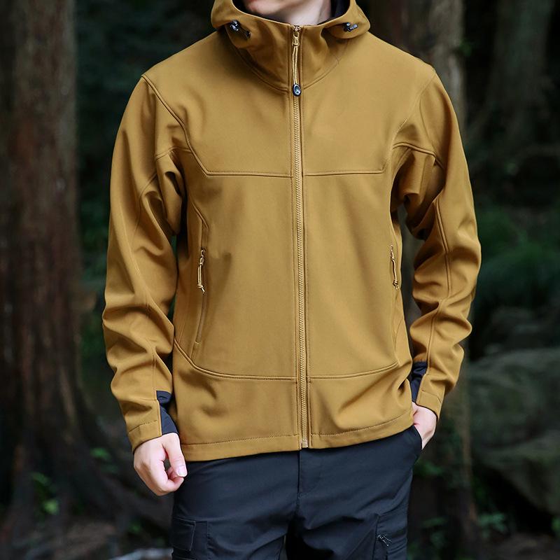 Cross-Season Outdoor Windbreaker: Hooded, Tactical Softshell Jacket for Autumn and Winter