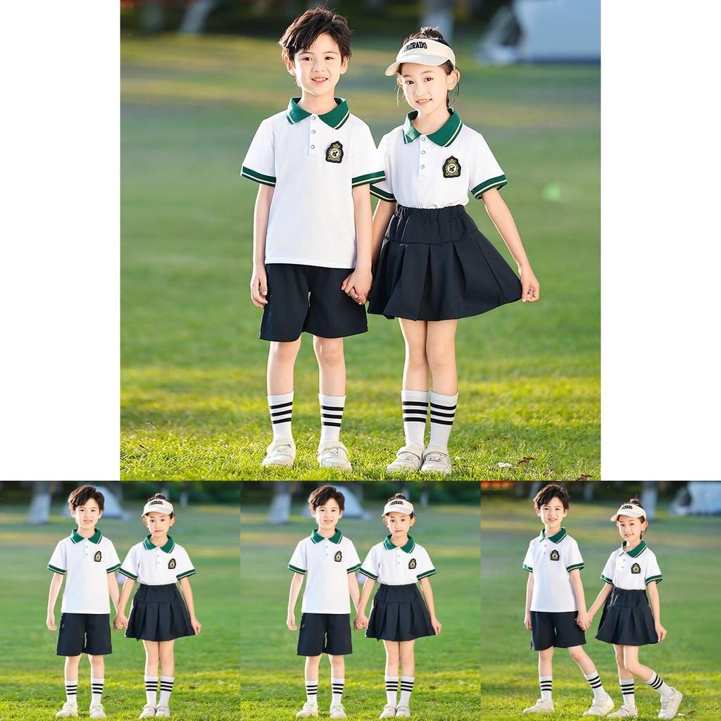 Stylish British Inspired Summer Outfit For Kids Two Piece Set Comfortable Cotton Fabric