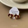 New French Popular Love Retro Premium Drop Glaze Autumn and Winter Stud Earrings Fashion Temperament Ear Clips Hole-free Exquisite Earrings