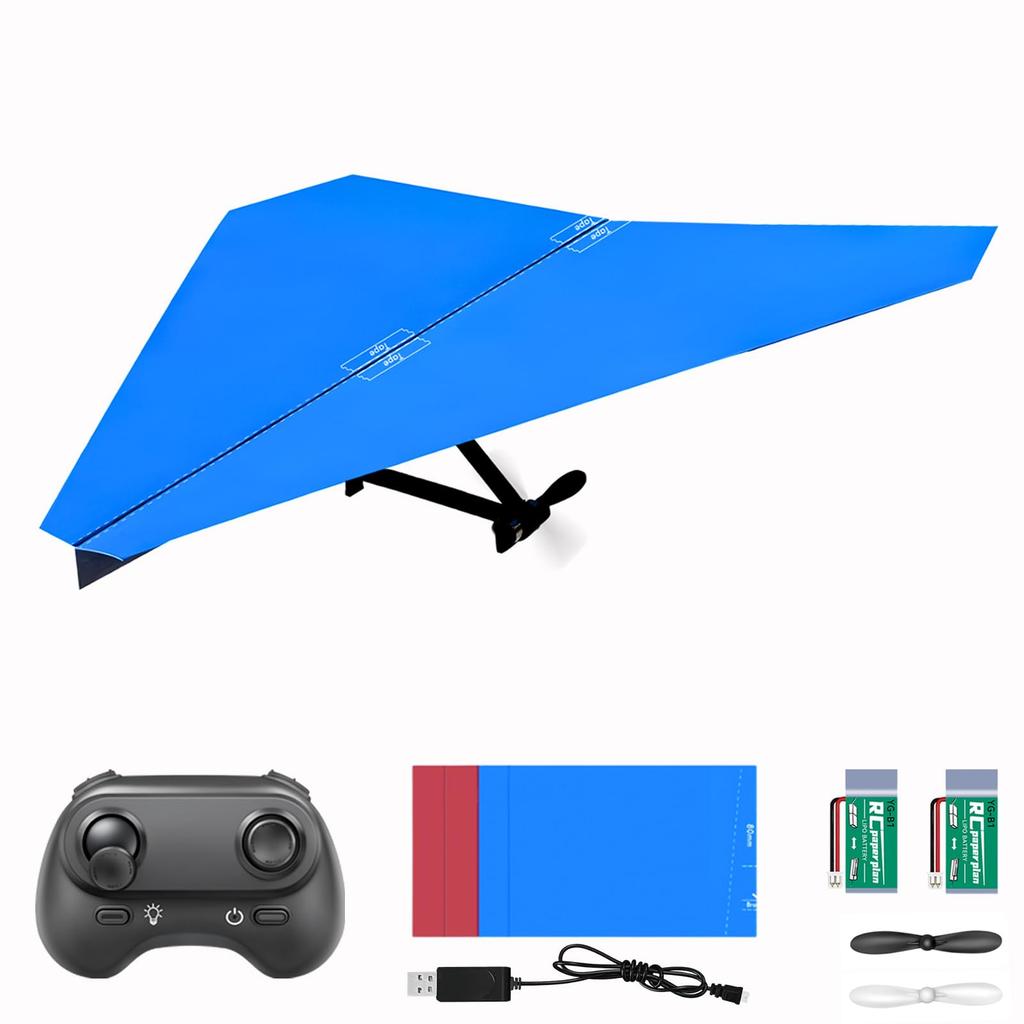 HAWK'S WORK RC Paper Airplane, Remote Control Airplane Kit with Colored Paper, Super Easy Flying Toy for Kids, DIY STEM Kit (Birdy X 2.0)