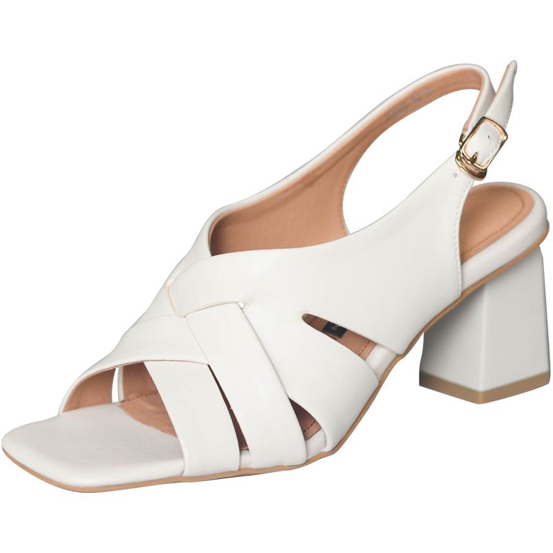 Mode 2025 Élégantes Sandales en Cuir Véritable à Talons Hauts Épais Boucles Chaussures de Bureau Femme Été Sandales Confort Escarpins Talon Femme