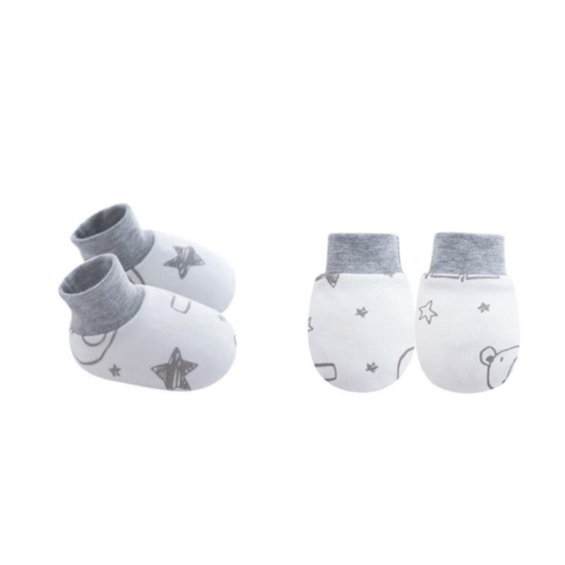 No Scratch Mittens Socks Set Toddler Mitts Baby Mittens Cotton Gloves Footwear Baby Breathable Gloves for Boys Girls