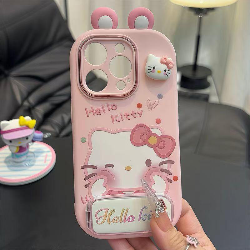Hello Kitty Stand Compatible with Apple 17 Pro Max Phone Case 15/16 Huawei Honor Phone Case Full Coverage Soft Case