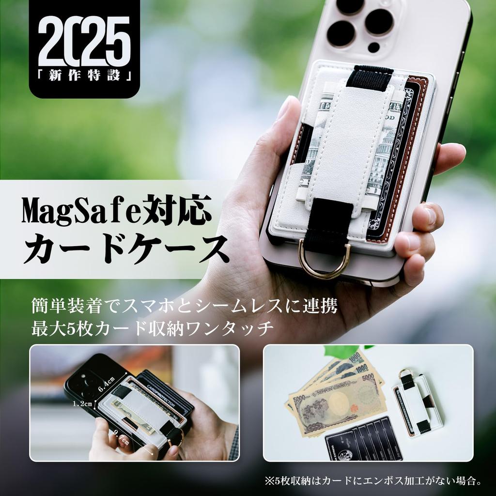 LORZOR MagSafe Card Case, Slim SmartphoneiPhone Case with MagSafe Stand, Smart Wallet, RFID Blocking, Holds 5 Cards, Includes Tag Patch To Prevent