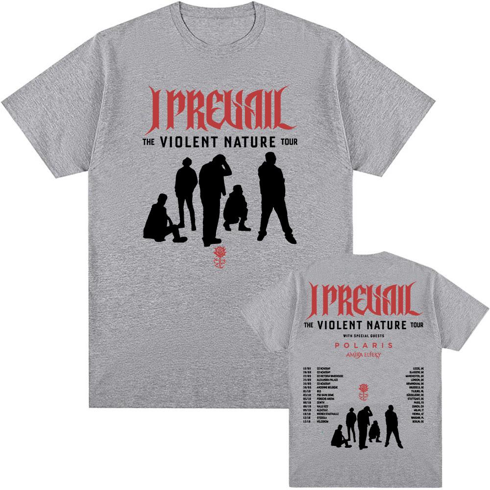 La T-SHIRT VIOLENT NATURE Tour 2026 I Prevail Punk Band T-shirt Unisex Streetwear Hip Hop T-shirt Larga Stampata