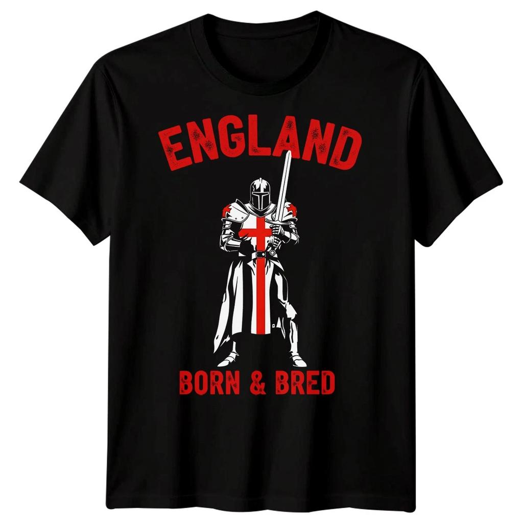 T-shirt da uomo con scritta "England Born Bred English Heritage Knight"