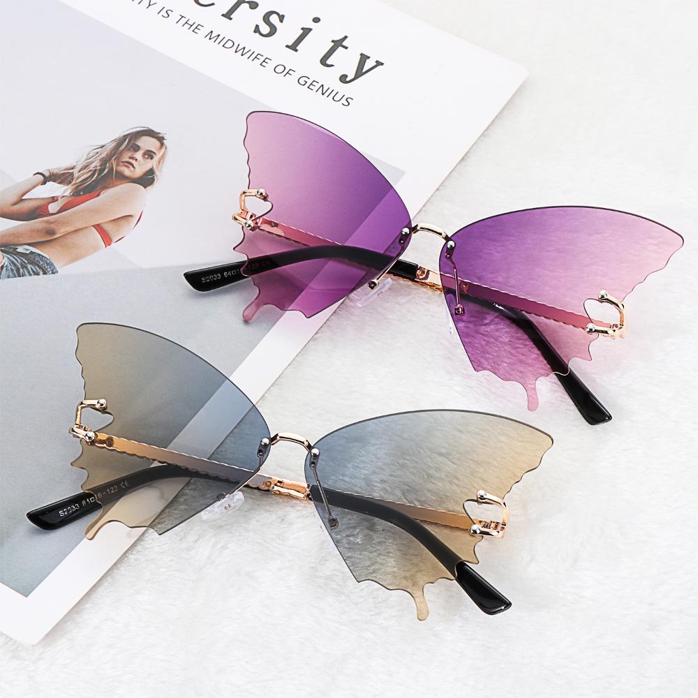 Vintage Eyewear Fashion Rimless Sunglasses Butterfly Sunglasses Retro Sun Glasses UV protection