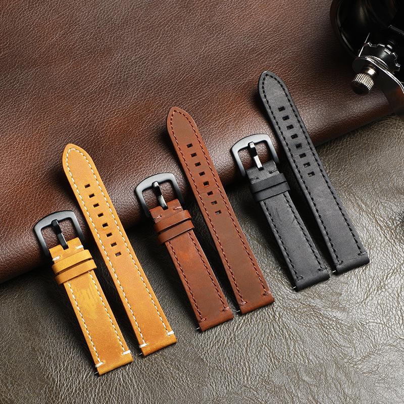 Retro Crazy Horse Leather Smart Strap 18mm20mm22mm First Layer Cowhide Real Cowhide Switch Quick Removal