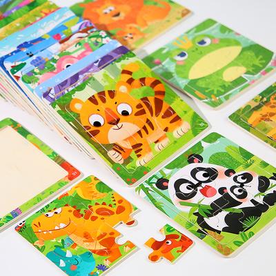 Montessori Holz Kinder Cartoon Tiermuster Puzzle Spielzeug Für Frühe Kindheit Bildung 2-7 Jahre Alt