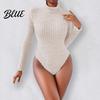 Simple But Elegant Jumpsuit Women's Long Sleeve High Neck Bodysuit Fall Slim Fit Women Solid