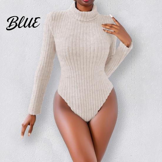 Simple But Elegant Jumpsuit Women's Long Sleeve High Neck Bodysuit Fall Slim Fit Women Solid